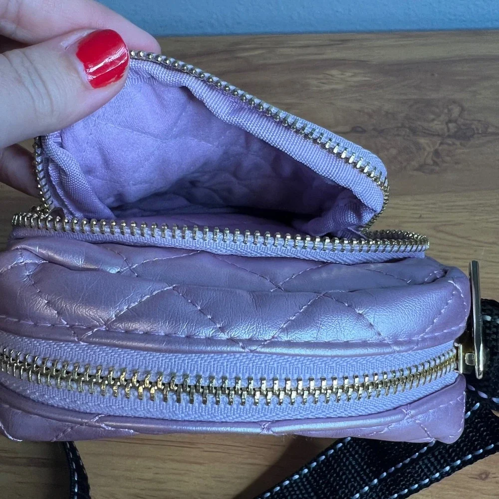 Scout Micromanager Quilted Crossbody Bag Small Metallic Pink Adjustable Casual